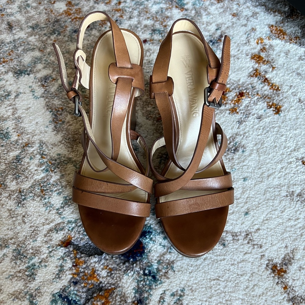 Vera Wang Brown Wedges Size 8.5